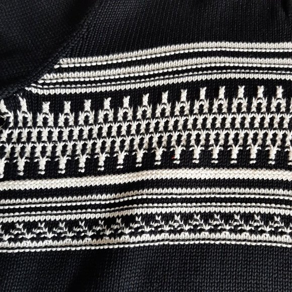 CHAPS Men’s Classic 1/4 Zip Arctic Sweater Black White Knit 100% Cotton XLarge - Picture 10 of 12